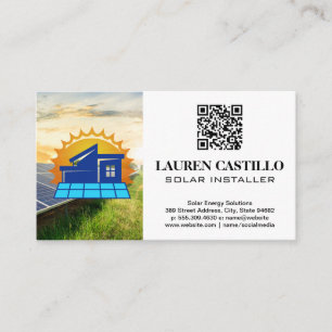 Carte De Visite Logo sur les énergies renouvelables   Panneaux sol