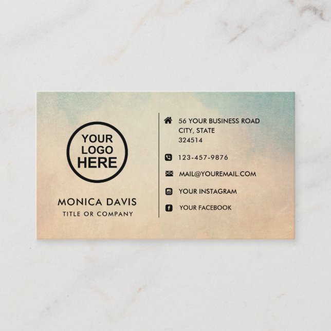 Carte De Visite Logo sur mesure - icônes de médias sociaux minimal (Devant)