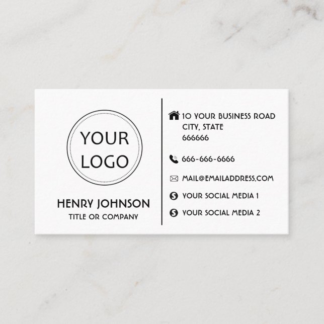Carte De Visite Logo sur mesure - icônes de médias sociaux minimal (Devant)