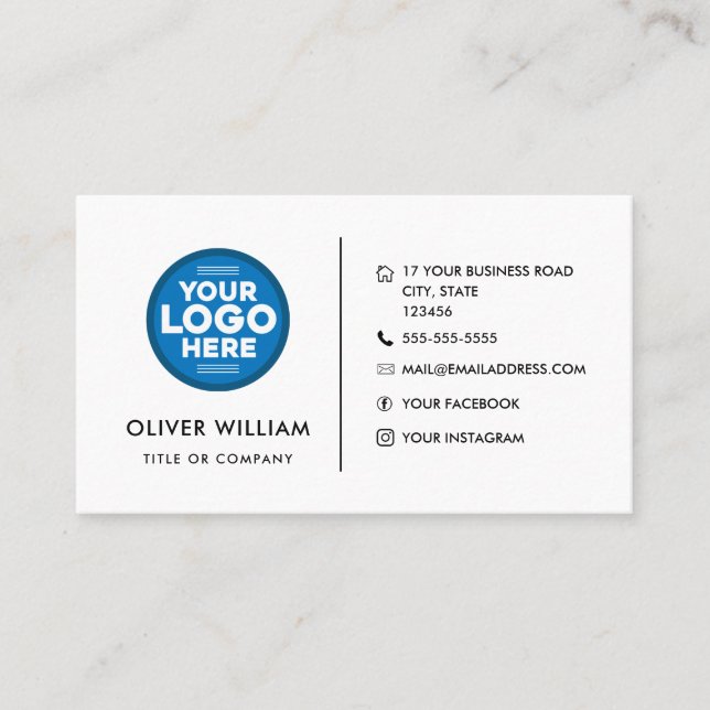 Carte De Visite Logo sur mesure - icônes de médias sociaux minimal (Devant)