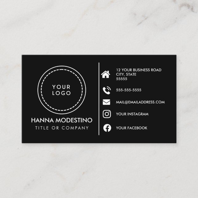 Carte De Visite Logo sur mesure - icônes de médias sociaux minimal (Devant)