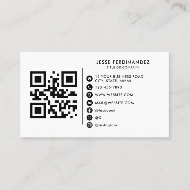 Carte De Visite Logo sur mesure - icônes de médias sociaux minimal (Devant)