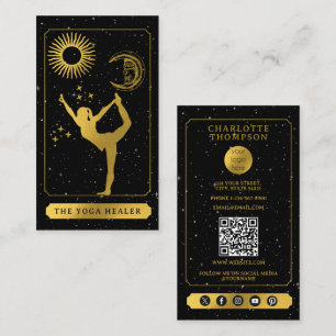 Carte De Visite Logo Tarot Céleste Yoga Guérisseur Noir Or 