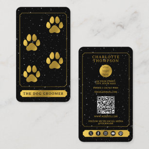 Carte De Visite Logo Tarot Chien Grooming Service Black Gold