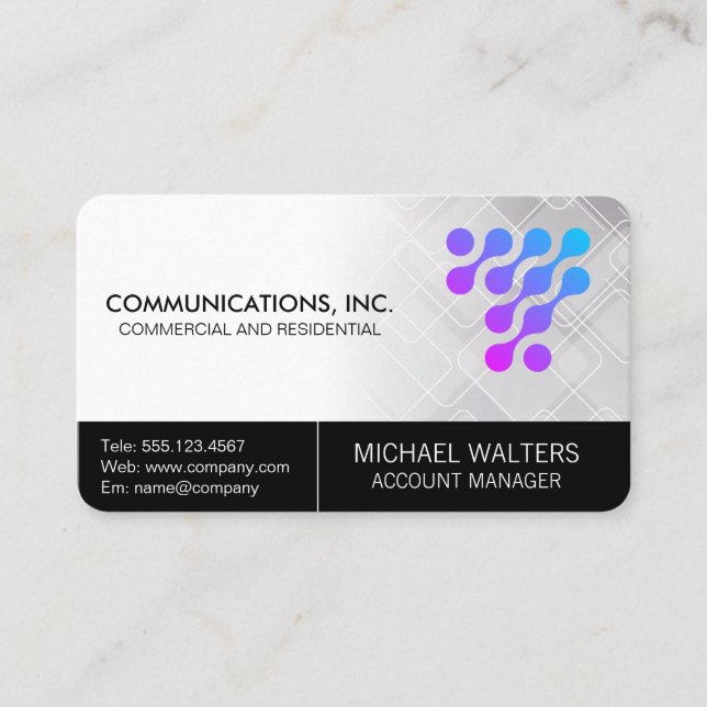 Carte De Visite Logo Tech Moderne | Entreprise de Communication de (Devant)
