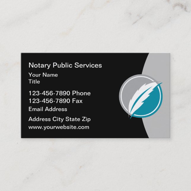 Carte De Visite Logo Template Notary Public Business Card Design (Devant)