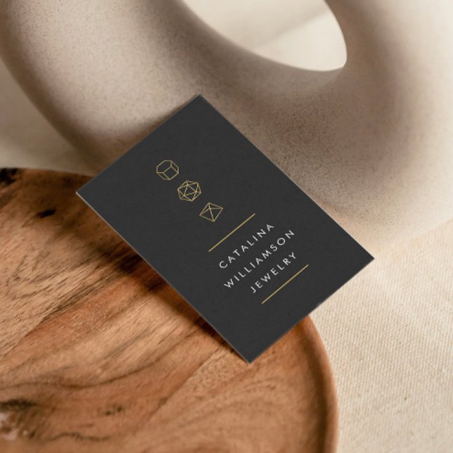 Carte De Visite Logo trio moderne en pierre grise foncée (Créateur téléchargé)