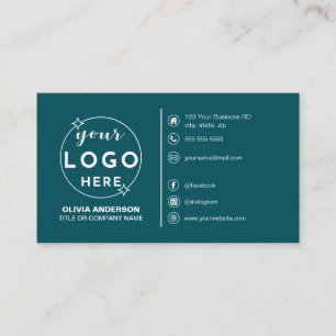 Carte De Visite Logo Turquoise moderne Icônes personnalisées Média