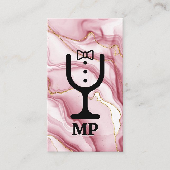 Carte De Visite Logo Tuxedo Vin | Marbre rose (Devant)