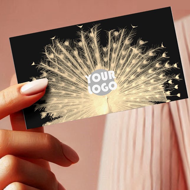Carte De Visite Logo unique Design Golden Peacock personnalisé sur (Créateur téléchargé)