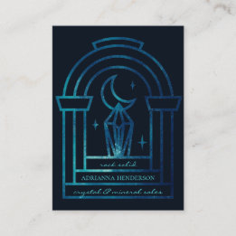 Carte De Visite Logo unique en bleu foncé en cristal de la lune
