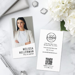 Carte De Visite Logo Vertical de la Société de Code QR Photo Profe