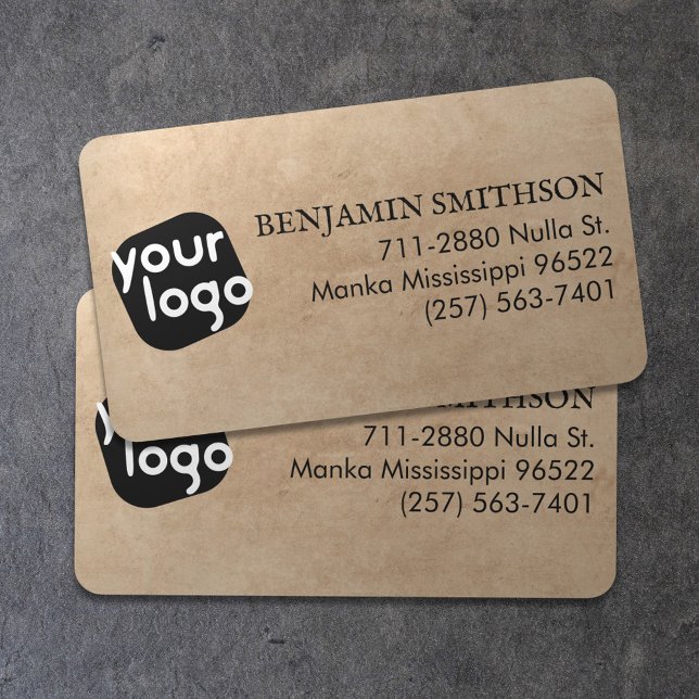 Carte De Visite Logo Vintage simple et minimaliste en beige noir p (Créateur téléchargé)