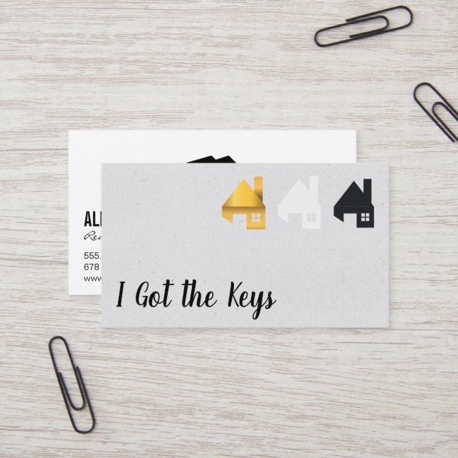 Carte De Visite Logos de l'agent immobilier / maison (Devant/Arrière en situation)