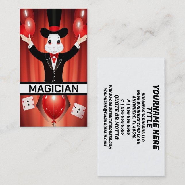 Carte De Visite Loi magique du groupe magicien de lapin (Devant / Derrière)