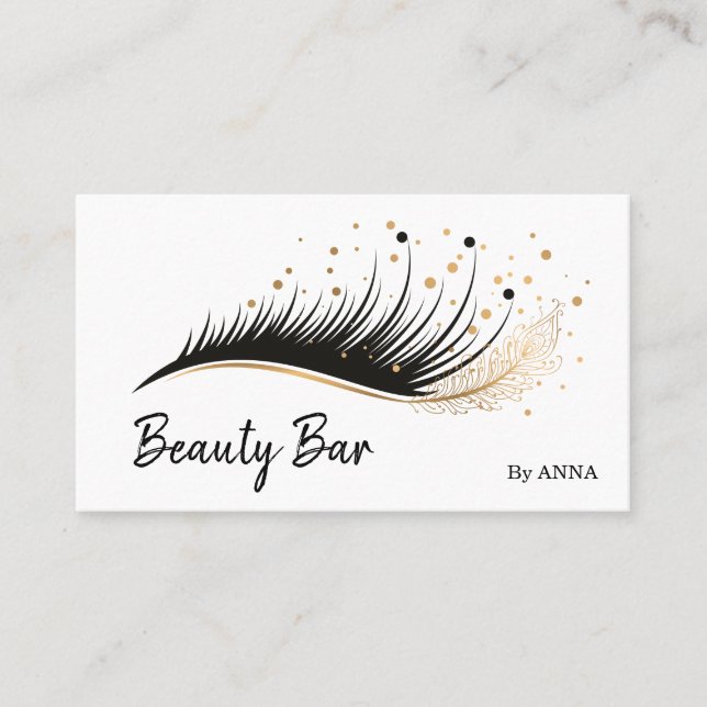 Carte De Visite Long Lash Extension Maquillage Plumes Beauté Salon (Devant)