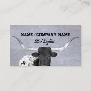 Carte De Visite longhorn cow rustique pays sur gris