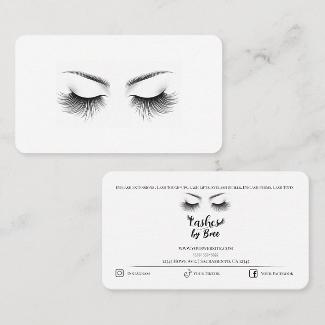 Carte De Visite Longs Cils Extensions de Cils Beauté (Devant / Derrière)