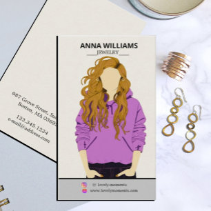 Carte De Visite Longue courbe moderne Boucles de cheveux blonds Bo