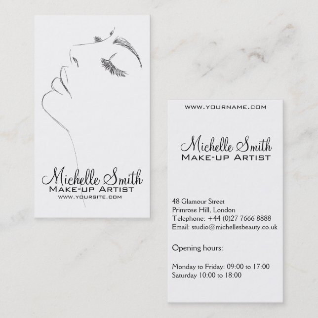 Carte De Visite Longues cils eyeliner Lash Extensions Black Sketch (Devant / Derrière)
