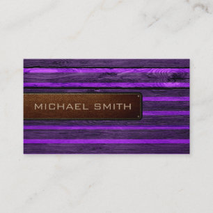 Carte De Visite Look en cuir violet en bois élégant