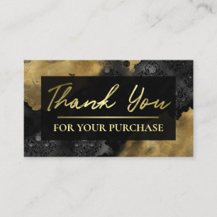 Carte De Visite L'or avec le Merci noir Damas pour votre achat