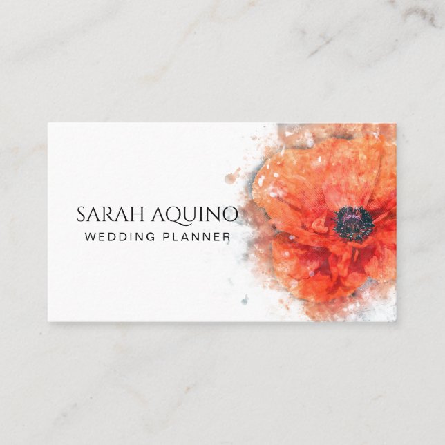 Carte De Visite L'organisateur floral d'aquarelle élégante de (Devant)