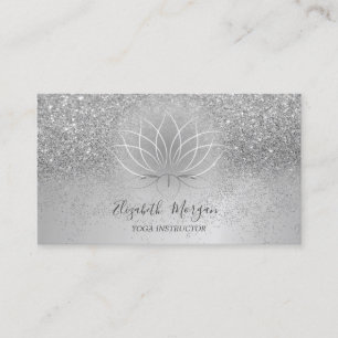 Carte De Visite Lotus Argent Confettis Paillettes Professeur de Yo