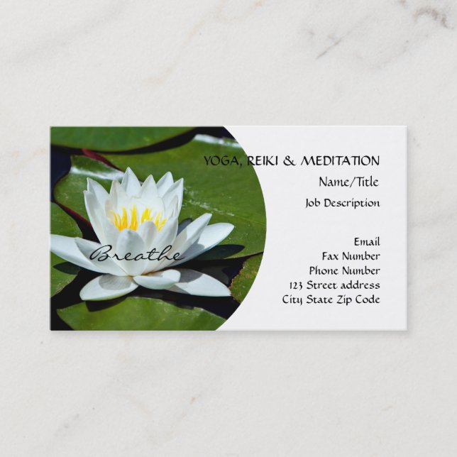 Carte De Visite Lotus blanc l le nénuphar l respirent (Devant)