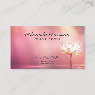 Carte De Visite Lotus brillant avec Soft Pink Lumière Massage Thér