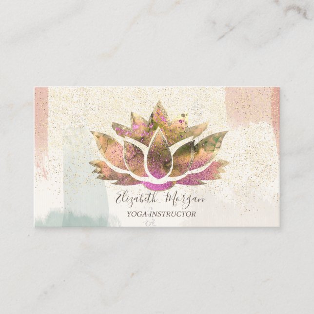 Carte De Visite Lotus, Confetti Aquarelle Brosse (Devant)