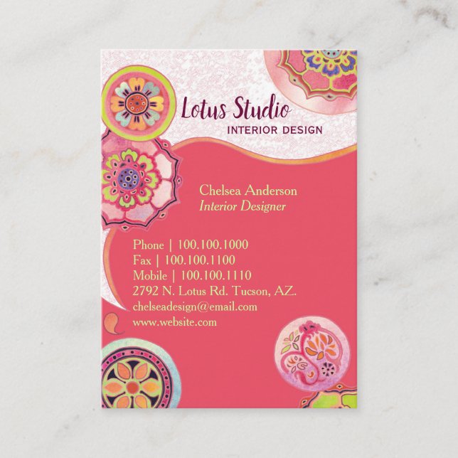 Carte De Visite Lotus d'Asie Exotique Motif rose (Devant)