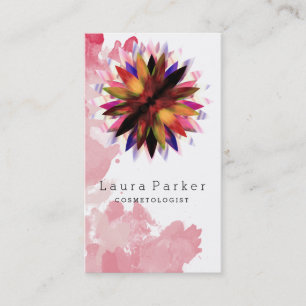 Carte De Visite Lotus Fleur Aquarelle Splatter Yoga Spa holistique