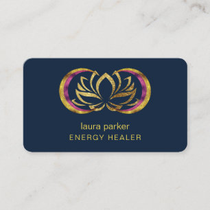 Carte De Visite Lotus Fleur Mystic Moon Crescent Reiki Guérisseur