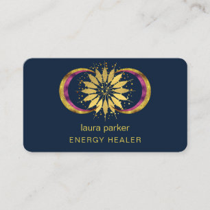 Carte De Visite Lotus Fleur Mystic Moon Crescent Reiki Guérisseur