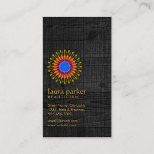 Carte De Visite Lotus Fleur Noir Bois Yoga Méditation Santé Spa