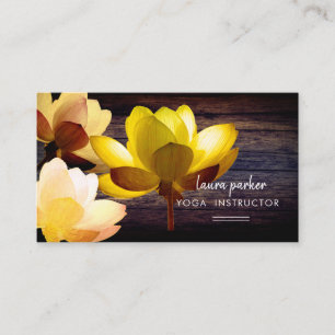 Carte De Visite Lotus Fleur Yoga Instructeur Méditation Bois Zen