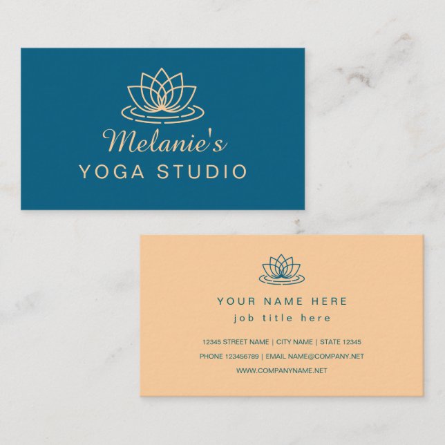 Carte De Visite Lotus flower elegant yoga business card template (Devant / Derrière)