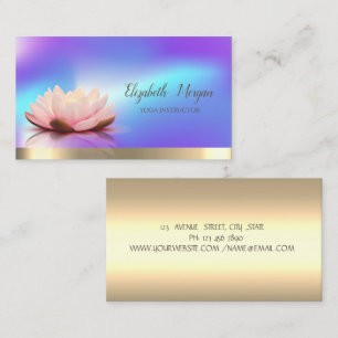 Carte De Visite Lotus Flower Gold, instructeur de yoga holographiq