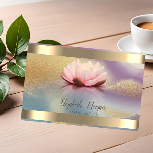 Carte De Visite Lotus Flower Gold Stripe coloré Yoga