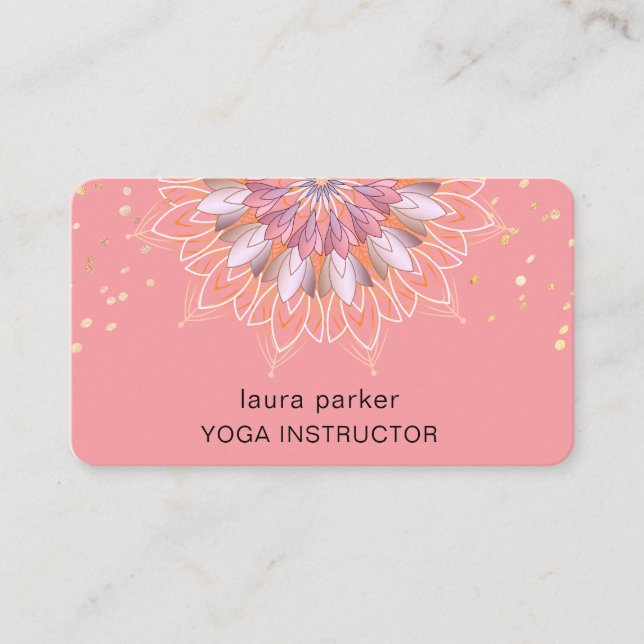 Carte De Visite Lotus Flower Rose Gold Elegant Yoga Meditation (Devant)