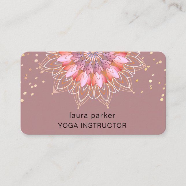 Carte De Visite Lotus Flower Rose Gold Elegant Yoga Meditation (Devant)
