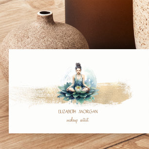 Carte De Visite Lotus Girl Gold Pinceau Brosse, Blanc