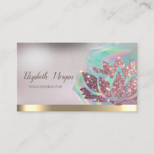 Carte De Visite Lotus Gold Stripe Holographique Encre Yoga