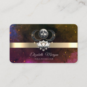 Carte de visite Lotus Lune à rayure dorée