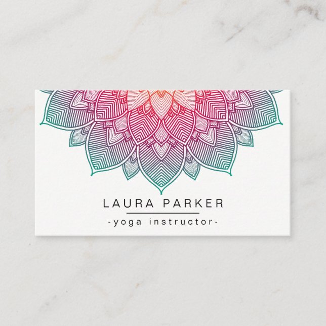 Carte De Visite Lotus Mandala Yoga Instructeur Méditation Fitness (Devant)