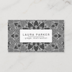Carte De Visite Lotus Mandala Yoga Instructor Black White Fitness