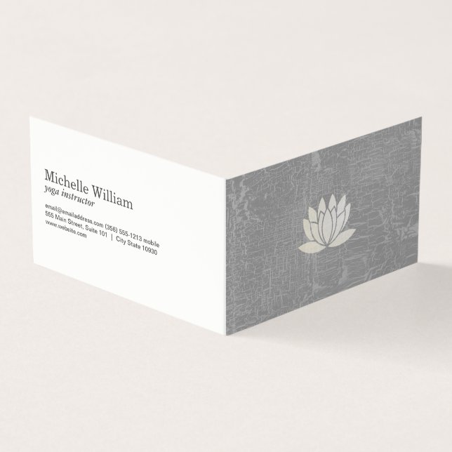 Carte De Visite Lotus moderne Fleur Marbré Gris (Extérieur)