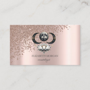 Carte De Visite Lotus Moon Rose élégant moderne diamants or Lotus 