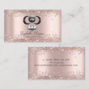Carte De Visite Lotus Moon Rose Gold Paillette de Glitter Yoga